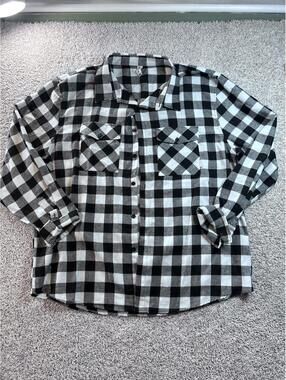 WEIV Los Angeles Black and White Checkered Flannel Shirt 3XL